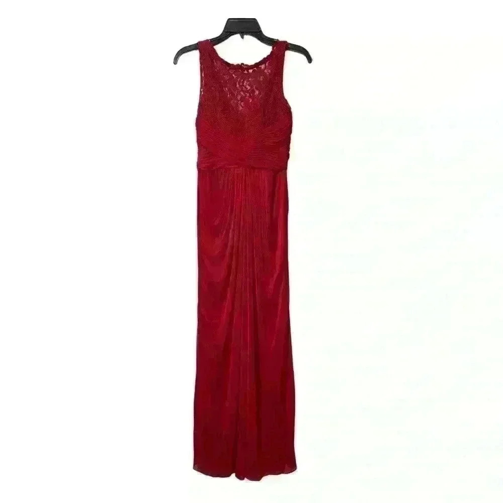 Davids Bridal BridesmaidDress/formal Gown Size 2 Red,Back Zipper Elegant - Picture 2 of 9